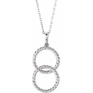 14K White Interlocking Circle 16-18" Necklace - Siddiqui Jewelers