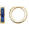 14K Yellow Chatham® Created Blue Sapphire Hoop Earrings - Siddiqui Jewelers