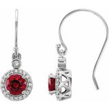 14K White Chatham Lab Grown Ruby & 1/6 CTW Diamond  Halo-Style Earrings - Siddiqui Jewelers