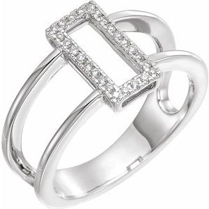 14K White .10 CTW Rectangle Geometric Diamond Ring - Siddiqui Jewelers