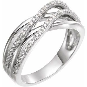 14K White .06 CTW Diamond Criss-Cross Ring - Siddiqui Jewelers
