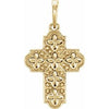 14K Yellow Ornate Floral-Inspired Cross Pendant - Siddiqui Jewelers