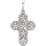 Sterling Silver Ornate Floral-Inspired Cross Pendant - Siddiqui Jewelers