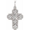 14K White Ornate Floral-Inspired Cross Pendant - Siddiqui Jewelers