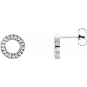 14K White Beaded Stud Earrings - Siddiqui Jewelers