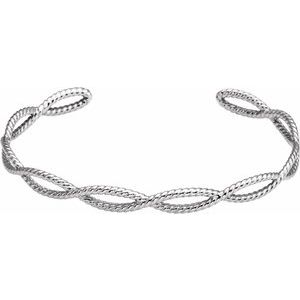14K White Rope Cuff Bracelet - Siddiqui Jewelers