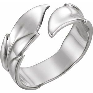 14K White Leaf Ring - Siddiqui Jewelers