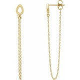 14K Yellow Leaf Chain Earrings - Siddiqui Jewelers