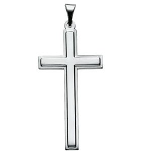 14K White 31.5x17 mm Cross Pendant - Siddiqui Jewelers