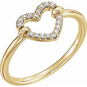 14K Yellow .07 CTW Diamond Heart Ring - Siddiqui Jewelers