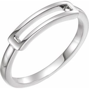 14K White Open Bar Ring - Siddiqui Jewelers