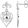 Sterling Silver with 14K White Post Sapphire & .04 CTW Diamond Earrings - Siddiqui Jewelers