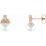 14K Rose Freshwater Pearl & .06 CTW Diamond Earrings - Siddiqui Jewelers