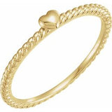 14K Yellow Heart Rope Ring - Siddiqui Jewelers