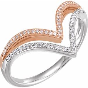 14K White & Rose 1/6 CTW Diamond "V" Ring - Siddiqui Jewelers