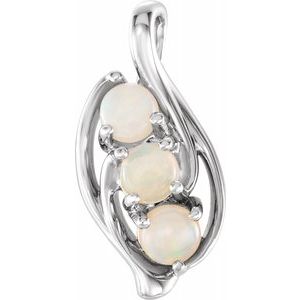 14K White Opal Three-Stone Pendant - Siddiqui Jewelers