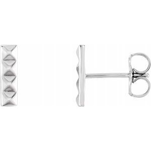 14K White Pyramid Bar Earrings - Siddiqui Jewelers