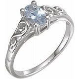 Sterling Silver April Youth Imitation Birthstone Ring - Siddiqui Jewelers