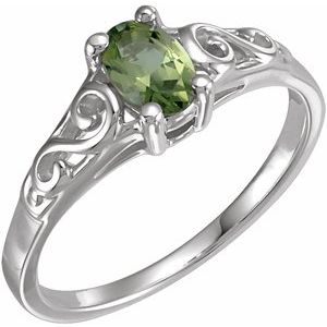 14K White August Youth Imitation Birthstone Ring - Siddiqui Jewelers