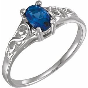 Sterling Silver September Youth Imitation Birthstone Ring - Siddiqui Jewelers