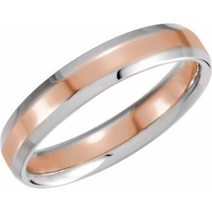 14K White/Rose 4 mm Beveled-Edge Band Size 5.5 - Siddiqui Jewelers