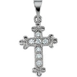 14K White 14x10 mm Diamond Cross Pendant - Siddiqui Jewelers