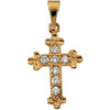 14K Yellow 14x10 mm Diamond Cross Pendant - Siddiqui Jewelers