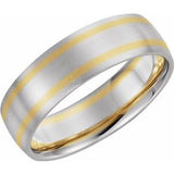 14K White/Yellow 7 mm Half Round Band Size 9.5 - Siddiqui Jewelers