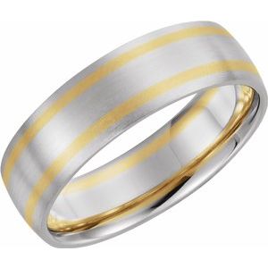 14K White/Yellow 7 mm Half Round Band Size 9.5 - Siddiqui Jewelers