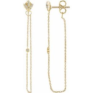 14K Yellow .08 CTW Diamond Chain Earrings - Siddiqui Jewelers