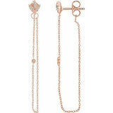 14K Rose .08 CTW Diamond Chain Earrings - Siddiqui Jewelers