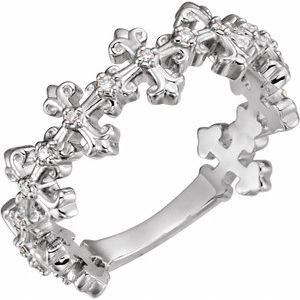14K White .06 CTW Diamond Cross Ring - Siddiqui Jewelers