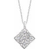 14K White 1/10 CTW Diamond Granulated Filigree 18" Necklace - Siddiqui Jewelers