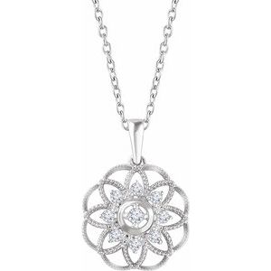Sterling Silver 1/5 CTW Diamond Granulated Filigree 18" Necklace - Siddiqui Jewelers