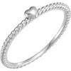 14K White Heart Rope Ring - Siddiqui Jewelers