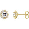 14K Yellow 5 mm Round Forever One™ Moissanite and 1/8 CTW Diamond Earrings - Siddiqui Jewelers