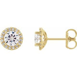 14K Yellow 5 mm Round Forever One™ Moissanite and 1/8 CTW Diamond Earrings - Siddiqui Jewelers