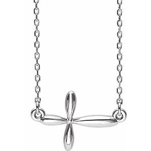 Sterling Silver Sideways Cross 16-18" Necklace - Siddiqui Jewelers