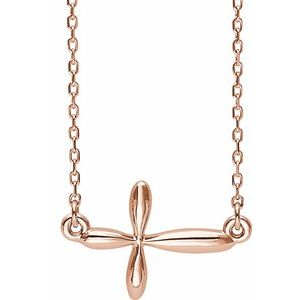 14K Rose Sideways Cross 16-18" Necklace - Siddiqui Jewelers