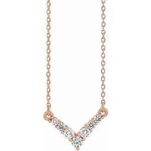14K Rose 1/3 CTW Diamond "V" 16-18" Necklace - Siddiqui Jewelers