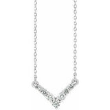 14K White 1/3 CTW Diamond "V" 16-18" Necklace - Siddiqui Jewelers