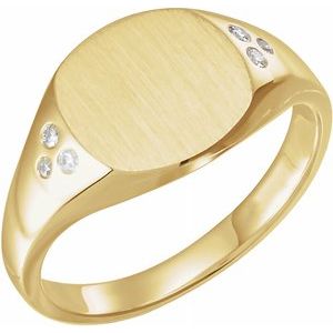 14K Yellow .05 CTW Diamond 10.87x10.26 mm Oval Signet Ring - Siddiqui Jewelers