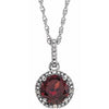 Sterling Silver Mozambique Garnet and .01 CTW Diamond 18" Necklace - Siddiqui Jewelers