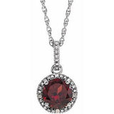 Sterling Silver Mozambique Garnet and .01 CTW Diamond 18" Necklace - Siddiqui Jewelers