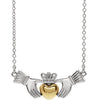 14K White & Yellow Claddagh 16" Necklace - Siddiqui Jewelers