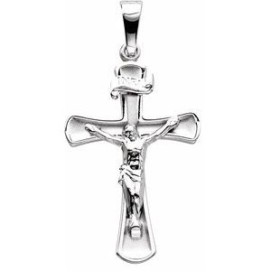 14K White 24x16 mm Crucifix Pendant - Siddiqui Jewelers