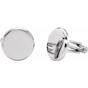 Stainless Steel 18.5 mm Engravable Round Cuff Links-Siddiqui Jewelers