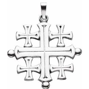 14K White 27x26 mm Jerusalem Cross Pendant - Siddiqui Jewelers