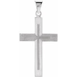14K White 28x18 mm Cross Pendant with Design - Siddiqui Jewelers
