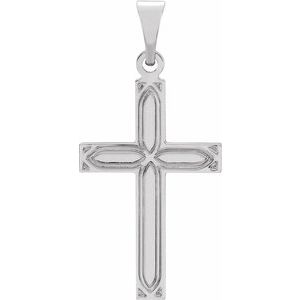 14K White 18x12 mm Cross Pendant - Siddiqui Jewelers